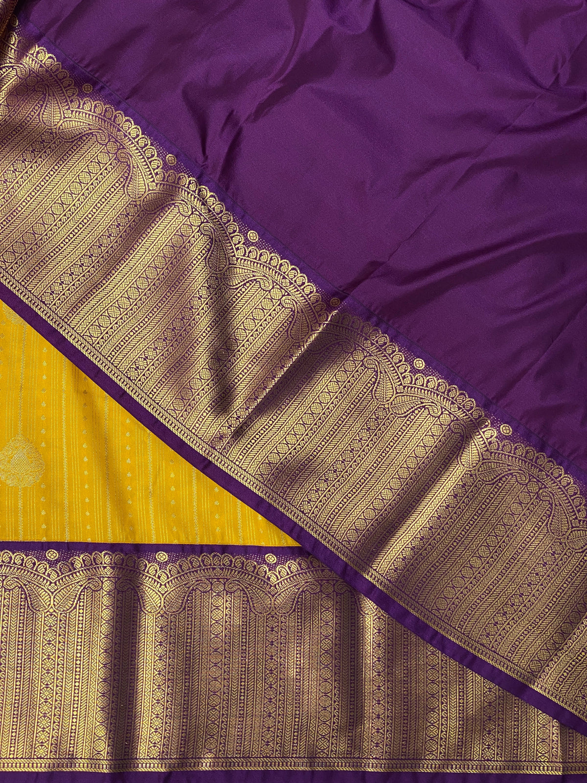 Yellow and Violet silk saree- PSSYV