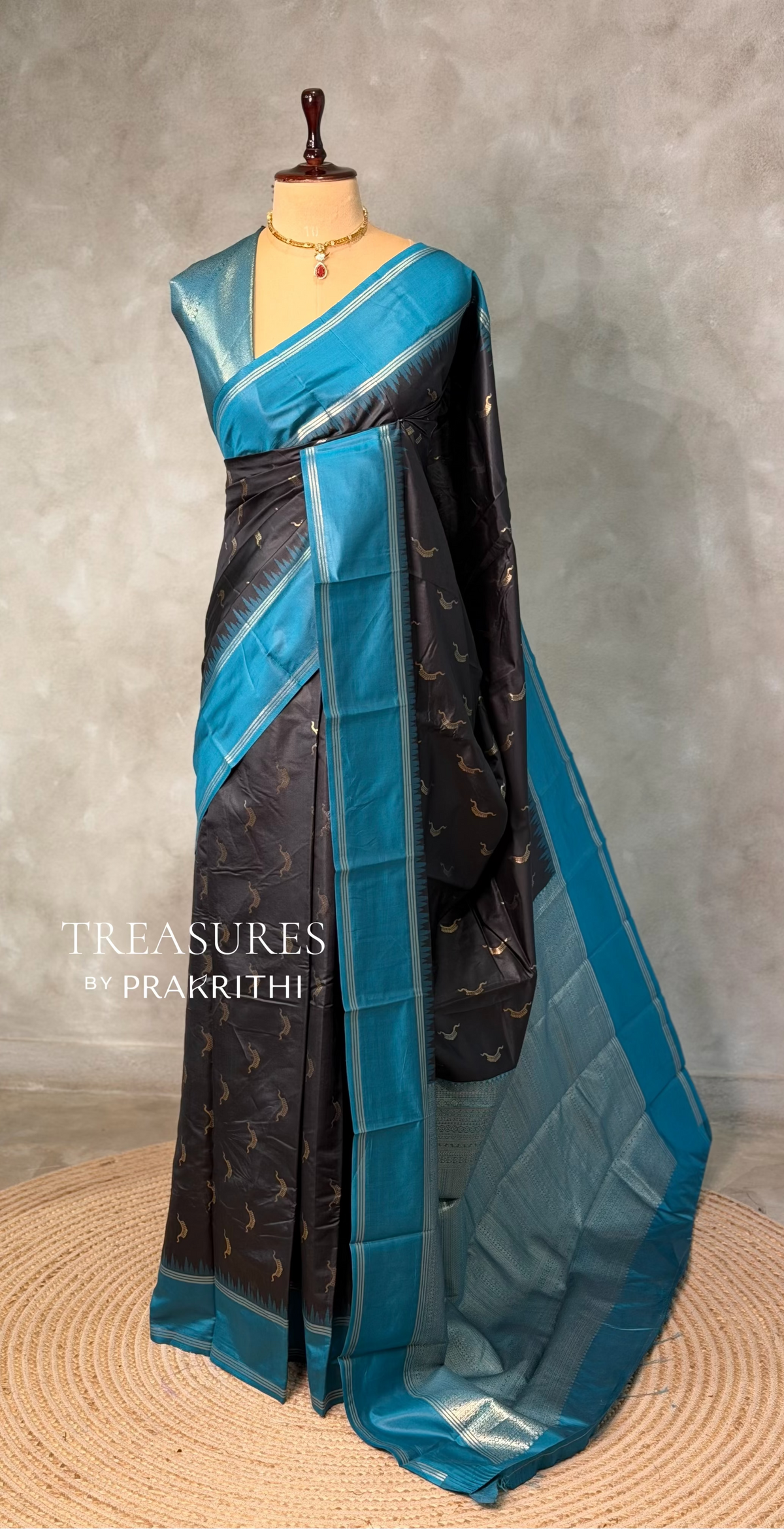 Black and Blue silk saree - PBR22C