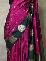 Purple and dark green pure soft silk saree - PSOFTS1