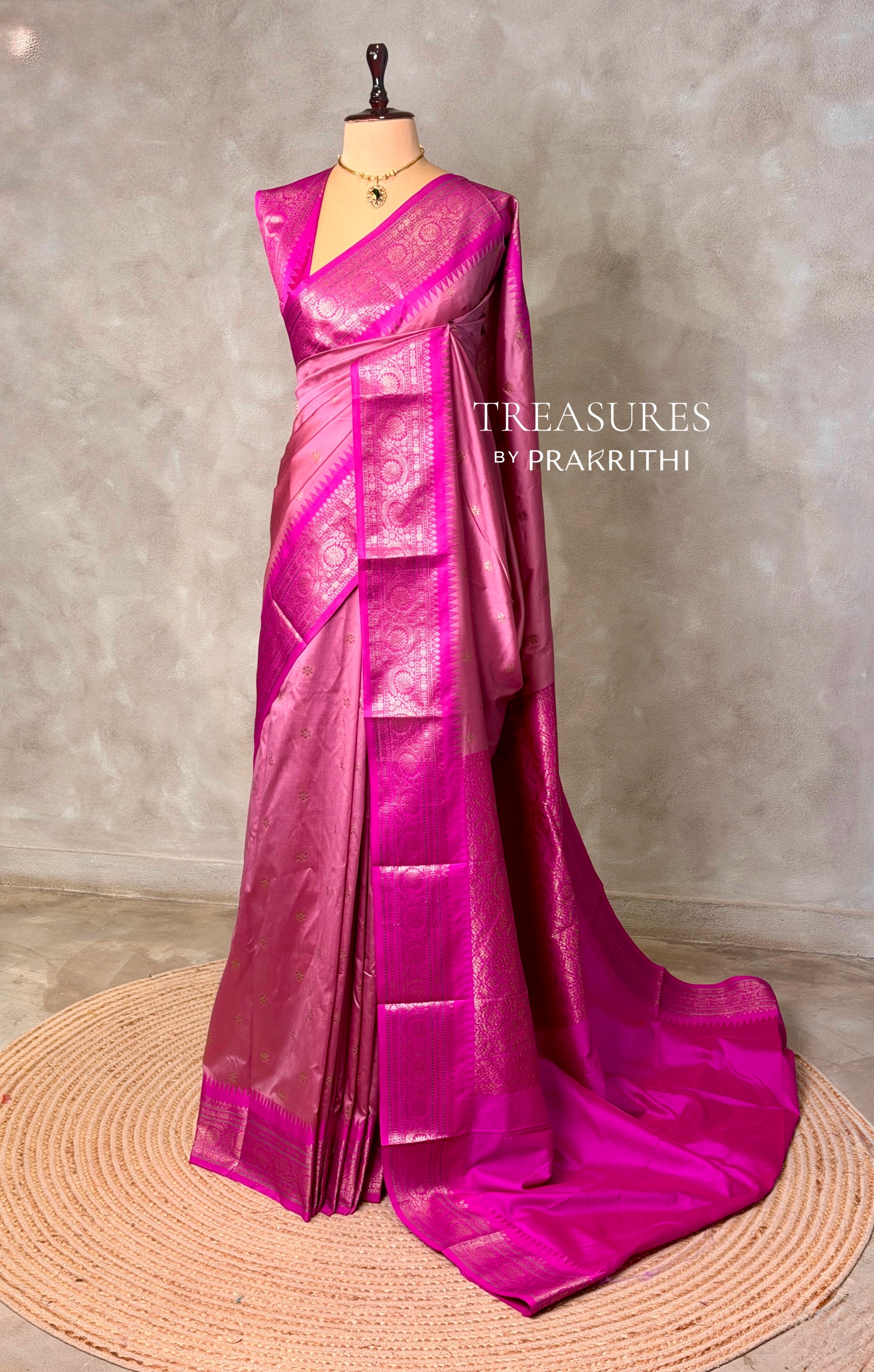 Onion Pink and Magenta Silk saree - PBRZU3D