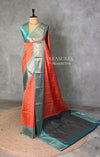 Peach and aqua blue Silk saree - PBRZU4F
