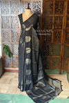 Black viscose georgette saree - PBRVT3B