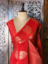 Red viscose georgette saree - PBRVT3C