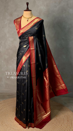 Black and Maroon silk saree - PBR23E