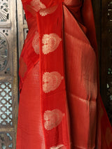 Red viscose georgette saree - PBRVT3C