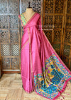 Dark Pink semi tusser saree - PBRBAL2B