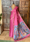 Dark Pink semi tusser saree - PBRBAL3