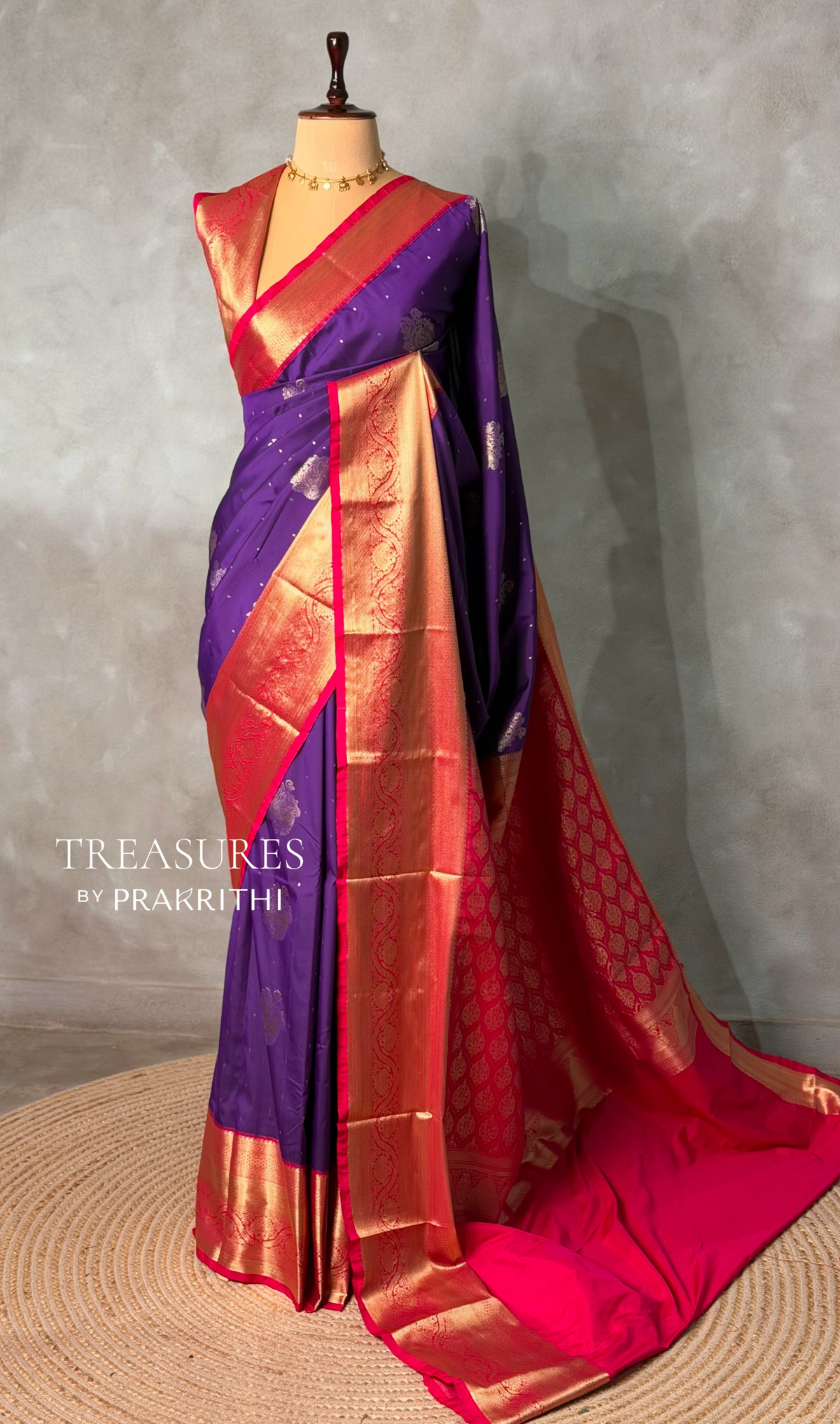 Violet and Rani Pink kanchipuram silk saree- PSSR298