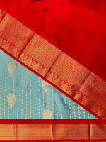 Light blue and red traditional saree - PSS058F