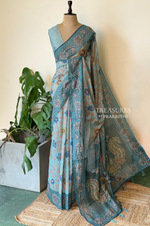 Blue mul chanderi saree- PBR26