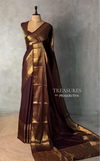 Deep Brown Crepe silk saree- GAL11F