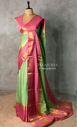 Green and Pink crepe silk saree- GAL11E