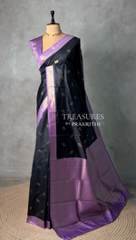 Black and Lavender silk saree - PBR23D
