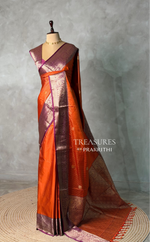 Rust Orange and Purple silk saree -BSP29
