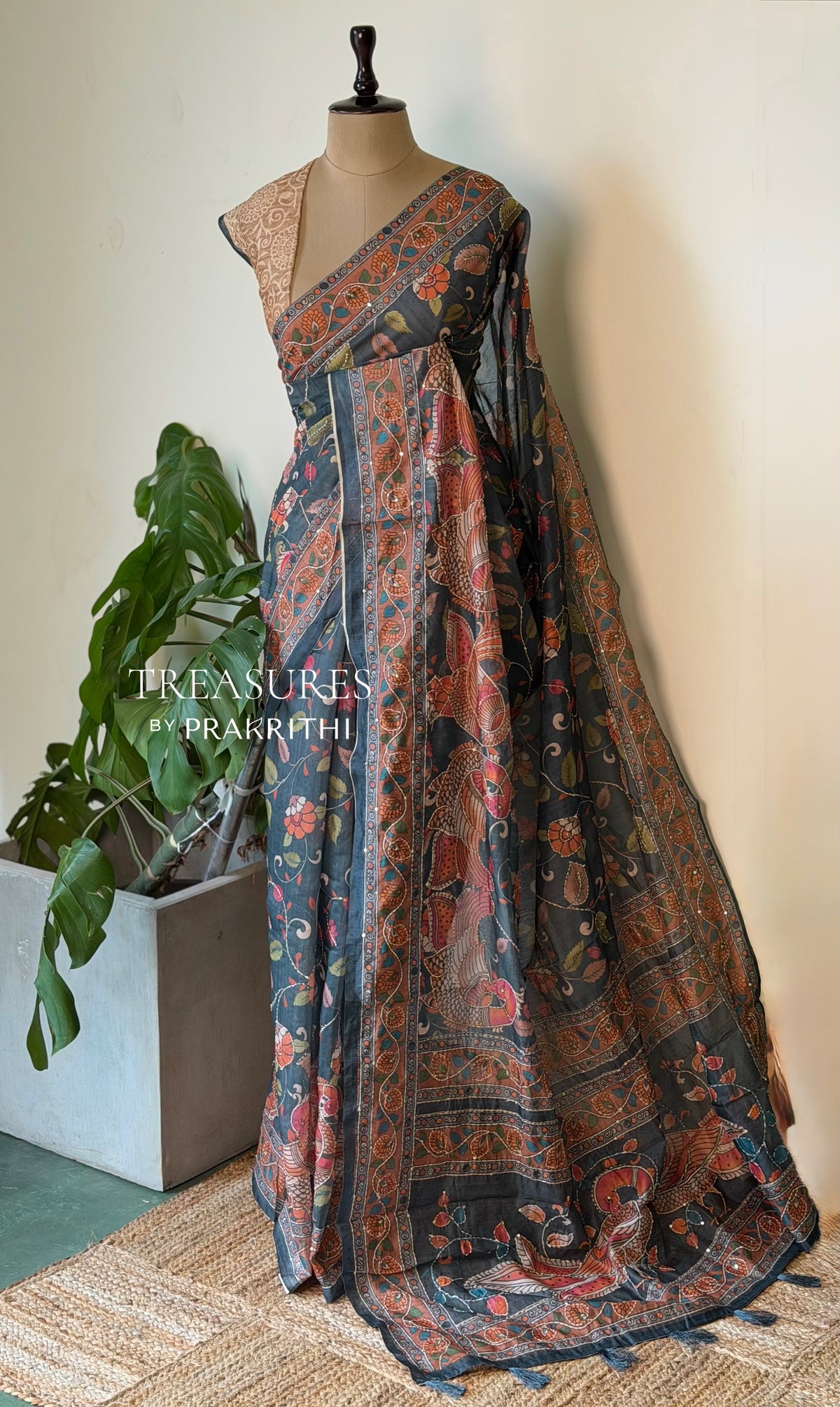Deep Green mul chanderi saree- PBR26D
