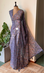 Deep lavender mul chanderi saree- PBR26F