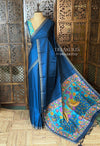 Blue semi tusser saree - PBRBAL2C