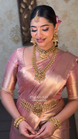 Pastal Pink Tissue banarasi silk saree -PBRAL1