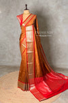 Copper rust and Red Silk saree - PBRZU6