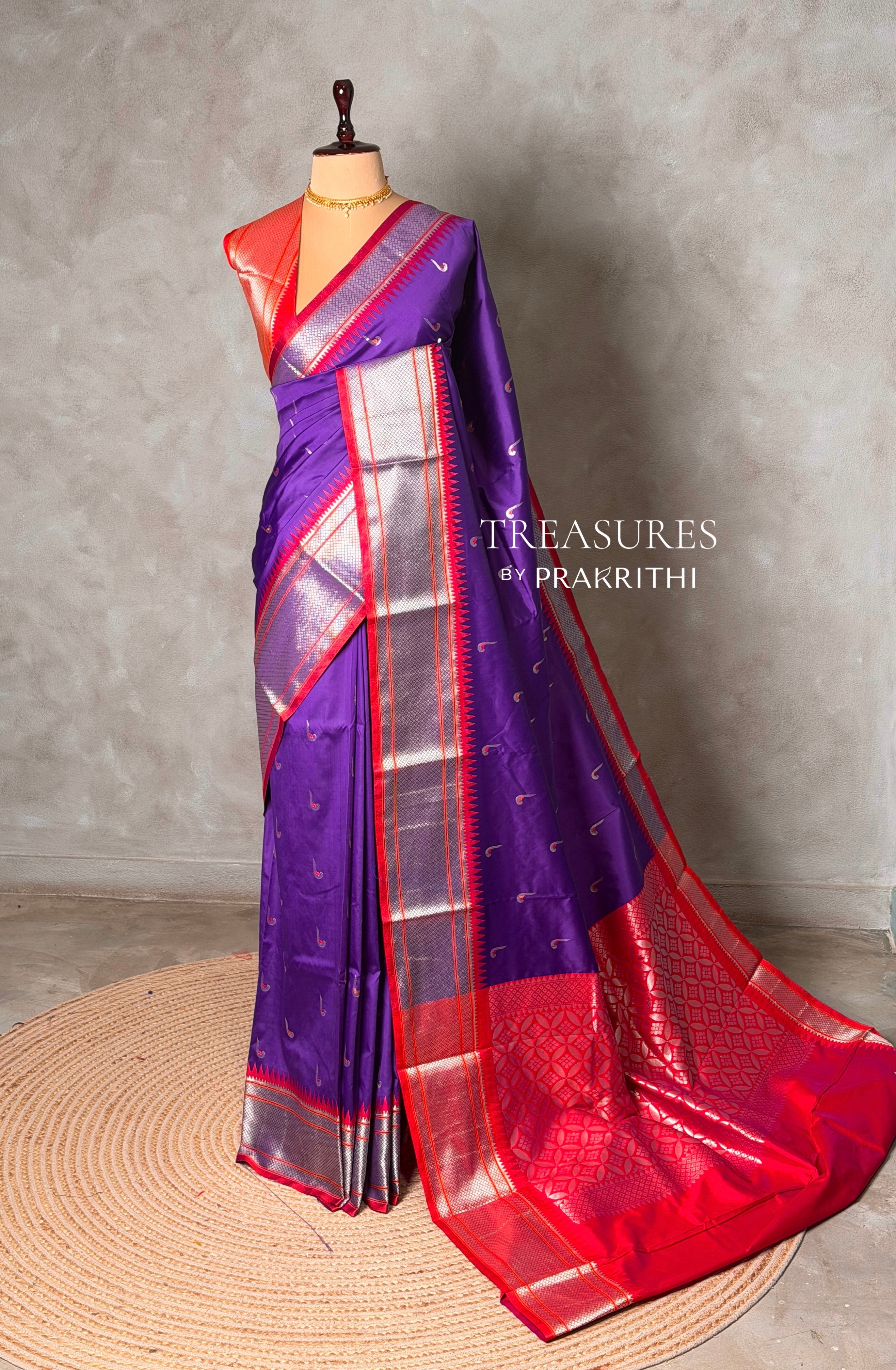 Violet and Red Silk saree - PBRZU6C