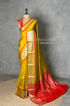 Olive Green and Red Silk saree - PBRZU6E