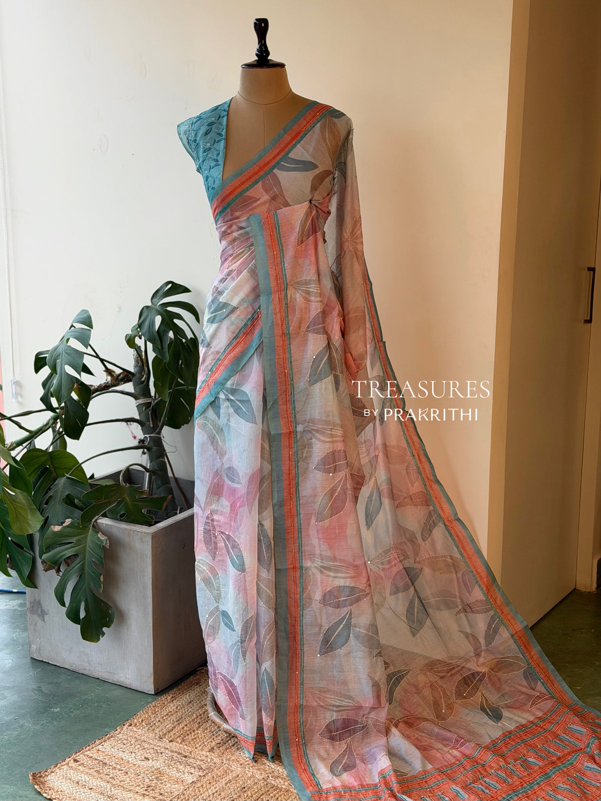 Pastal blue mul chanderi saree- PBR26J
