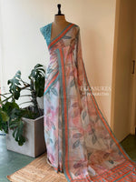 Pastal blue mul chanderi saree- PBR26J