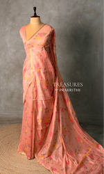 Peach Jamdani Silk cotton saree- PBR4N2