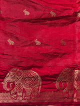 Maroon red soft semi tusser silk saree -PBRVT4