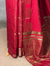 Maroon red soft semi tusser silk saree -PBRVT4