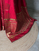 Maroon red soft semi tusser silk saree -PBRVT4