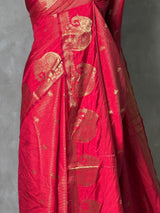 Maroon red soft semi tusser silk saree -PBRVT4