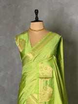 Parrot Green soft semi tusser silk saree -PBRVT4A
