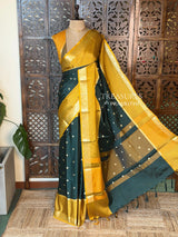 Green and yellow Semi banarasi silksaree -PFAZ14
