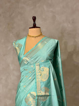 Blue soft semi tusser silk saree -PBRVT4D
