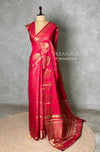 Maroon red soft semi tusser silk saree -PBRVT4