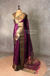 Deep wine and green silk saree -BSP30