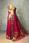 Dark Pink and green silk saree -BSP30A