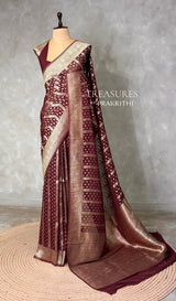 Dark Brown Banarasi Georgette Saree - PBRH1C