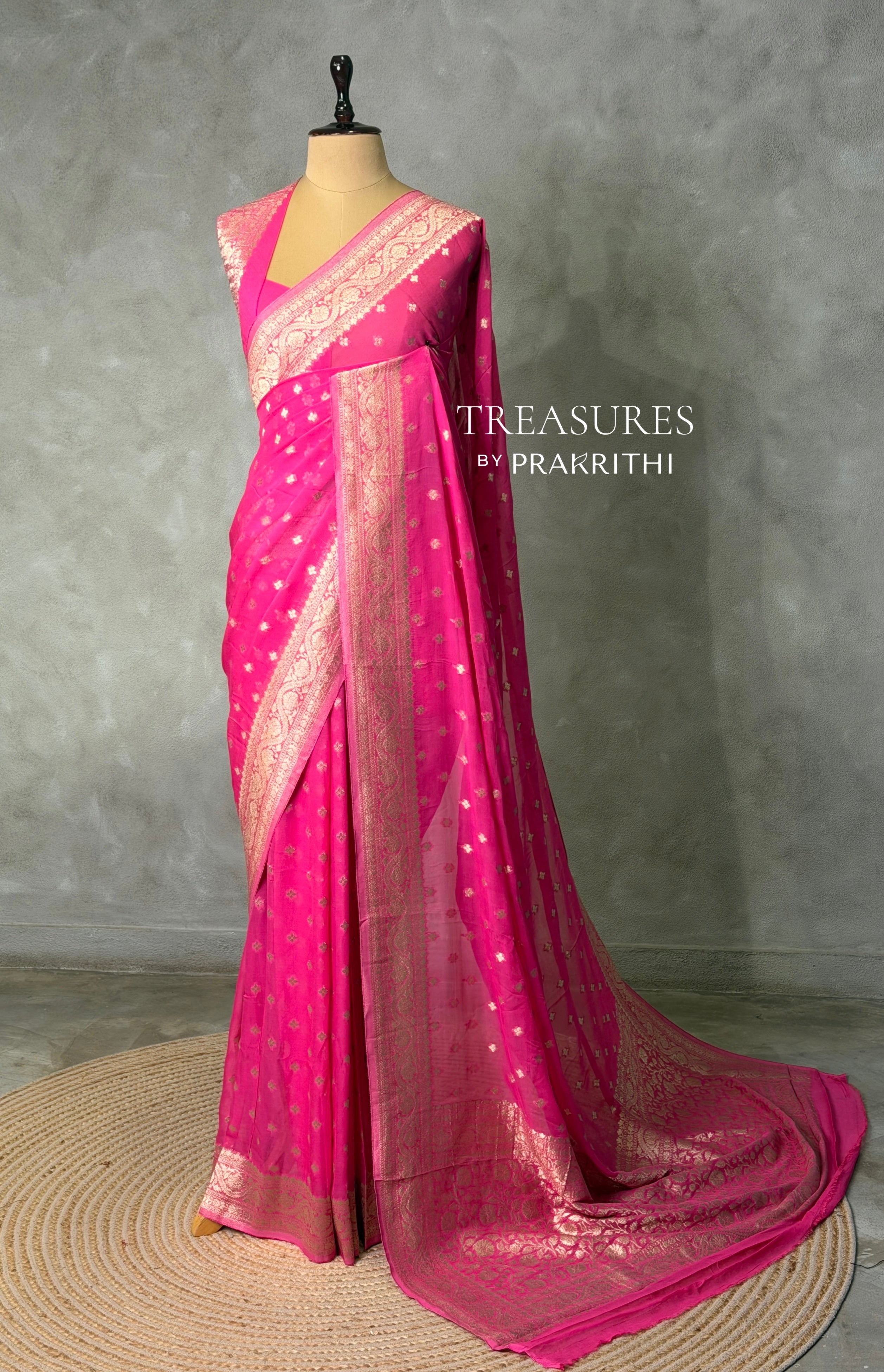 Dark Pink Banarasi Georgette Saree - PBRH2