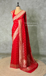 Red Banarasi Georgette Saree - PBRH2A