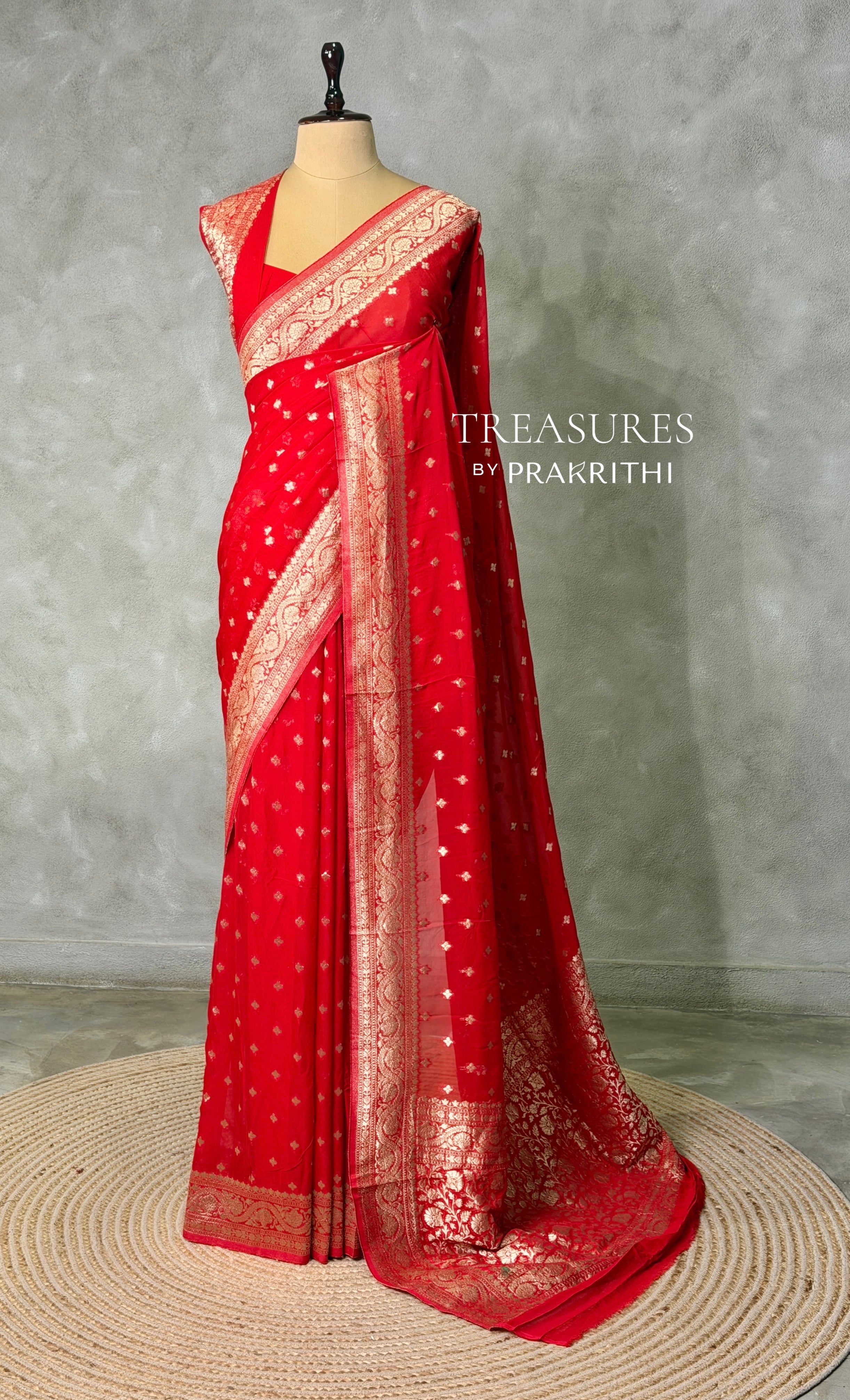 Red Banarasi Georgette Saree - PBRH2A