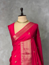 Rani Pink Pure Viscose Silk Saree - PBRATH1