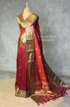 Rust Orange and Green silk saree -BSP30D