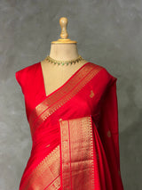 Red Pure Viscose Silk Saree - PBRATH1F