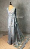 Grey Chanderi silk cotton Jamdani woven saree- PBRJ20