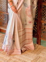 Sandal soft Tusser Silk saree- PBR33T9