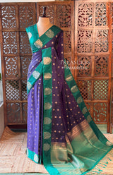 Blue and green pure soft silk saree - PSOFTD6A