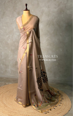Chicku shade Jamdani Silk cotton saree- PBR27A