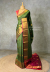 Olive Green and Magenta semi kanchipuram soft silk saree - PSSN199A